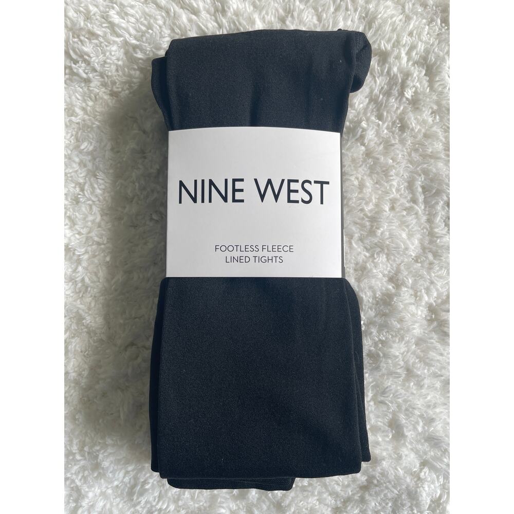 Nine West Womens Black Footless Fleece Lined Tights Leggings Size L/XL 2-Pairs